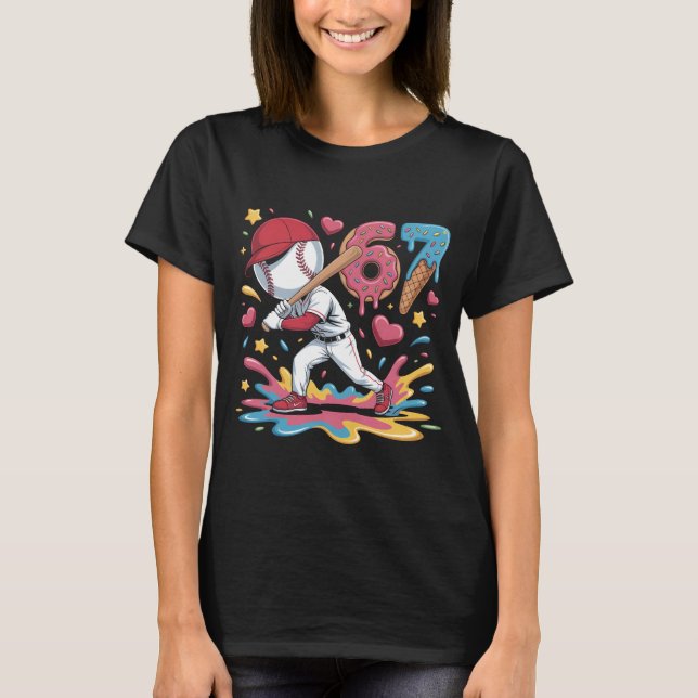 Camiseta 67 Baseball Meme Sweet Drip Art Donut and Ice Crea (Frente)