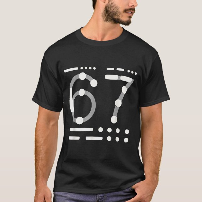 Camiseta 67 Camisa, Código Morse 67 Kid Meme Seis Sete Gráf (Frente)