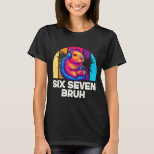 Camiseta 67 Capivara Engraçado Seis Sete Bruh Capivara Víde