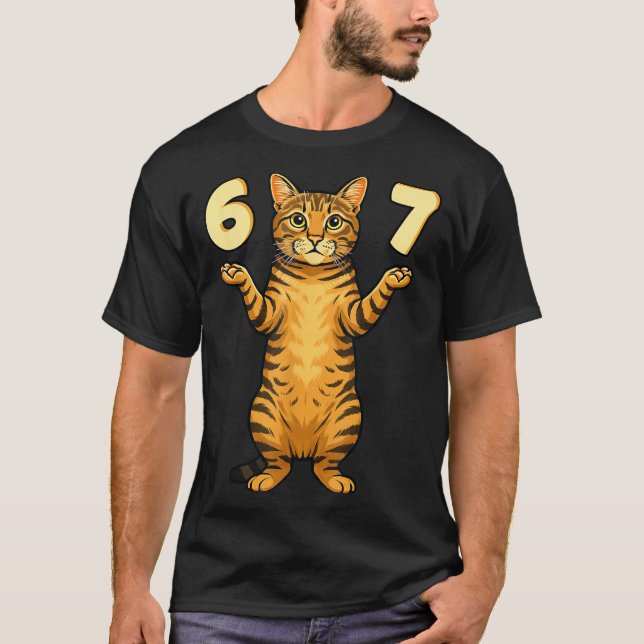 Camiseta 67 Cat Meme Funny Gen Alpha Slang Humor For Teens  (Frente)