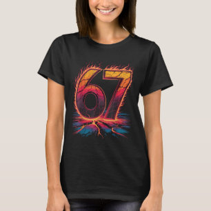 Camiseta 67 Chama Número Seis Sete Meme 67 Criança