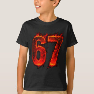 Camiseta 67 Chama Número Sessenta e Sete Meme 67 Criança