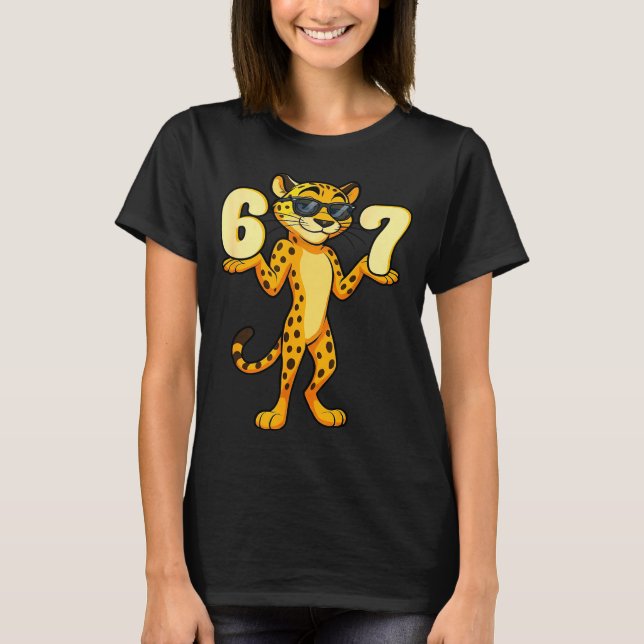 Camiseta 67 Cheetah Meme Six Seven Hands Motion Kids Teens  (Frente)