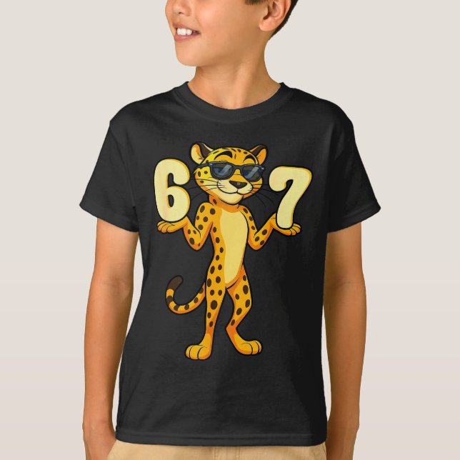 Camiseta 67 Cheetah Meme Six Seven Hands Motion Kids Teens  (Frente)