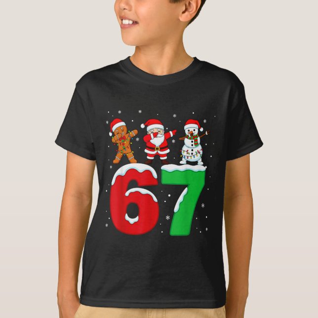 Camiseta 67 Christmas Dabbing Santa Snowman Funny Six Seven (Frente)