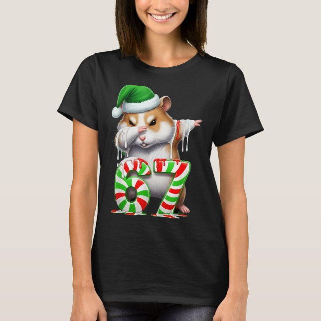 Camiseta 67 Christmas Funny 67 Brainrot Youth Kids Hamster  (Frente)