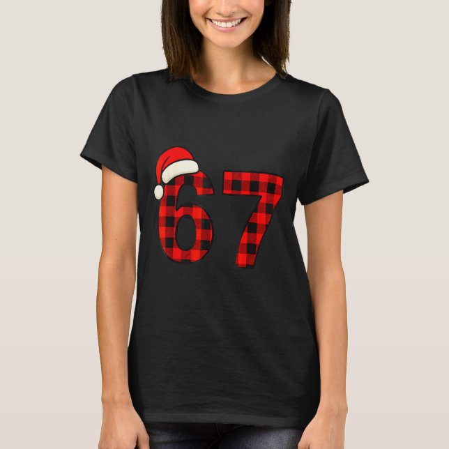 Camiseta 67 Christmas Funny Six Seven Meme Brainrot Plaid S (Frente)