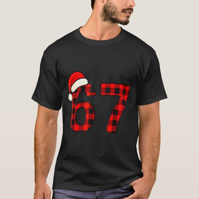 Camiseta 67 Christmas Funny Six Seven Meme Brainrot Plaid S (Frente)