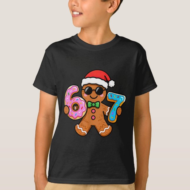 Camiseta 67 Christmas Gingerbread Six Seven Meme Gen Alpha  (Frente)