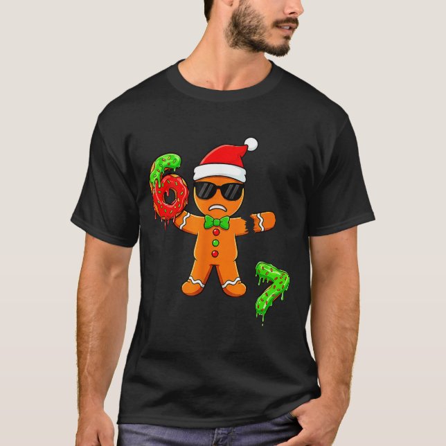 Camiseta 67 Christmas Oh Snap Gingerbreadman 6 7 Meme Xmas  (Frente)