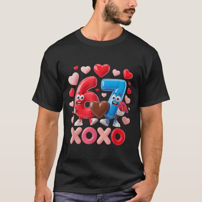Camiseta 67 Cute Six Seven Gen Meme Couple Anniversary Vale (Frente)