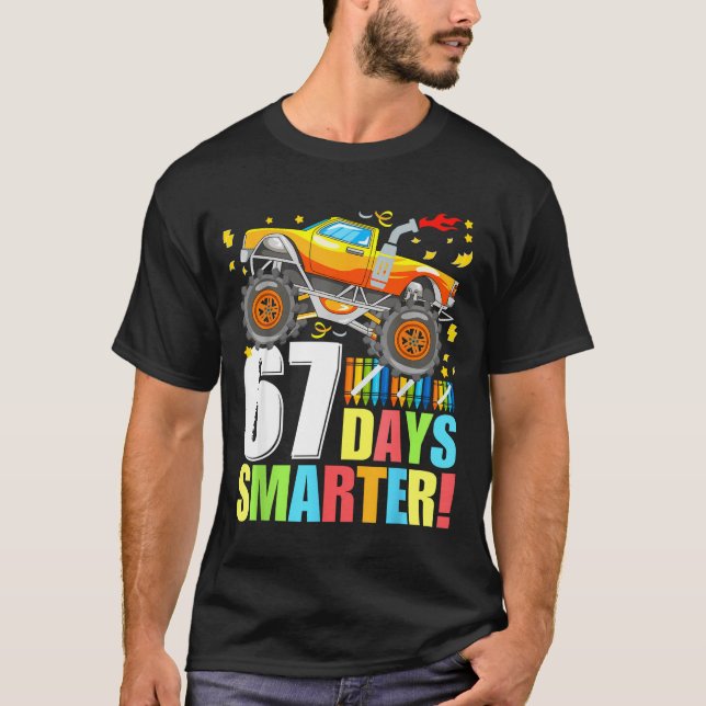 Camiseta 67 Days Of School Smarter Funny Six Seven Monster  (Frente)