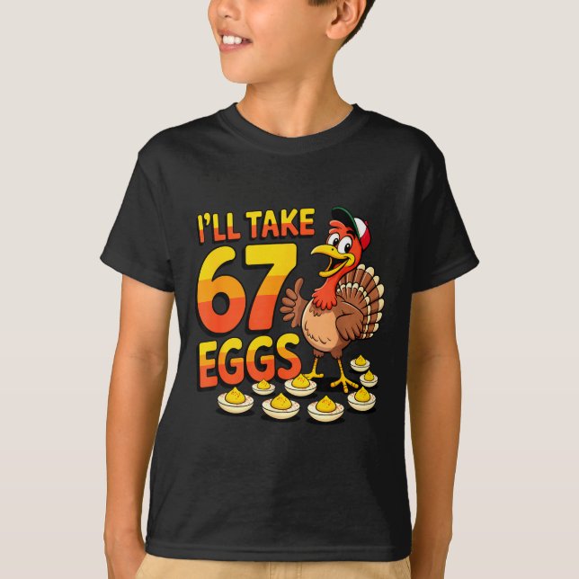 Camiseta 67 Deviled Eggs Lovers Thanksgiving Turkey 67 Funn (Frente)