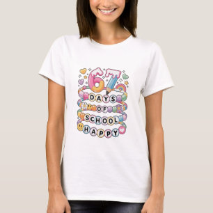 Camiseta 67 Dias de Aula Professor Fofo Sala de Aula Colori