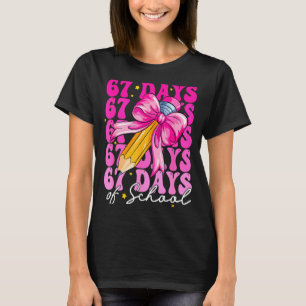 Camiseta 67 Dias De Escola Meninas Coquete Laço Lápis Profe