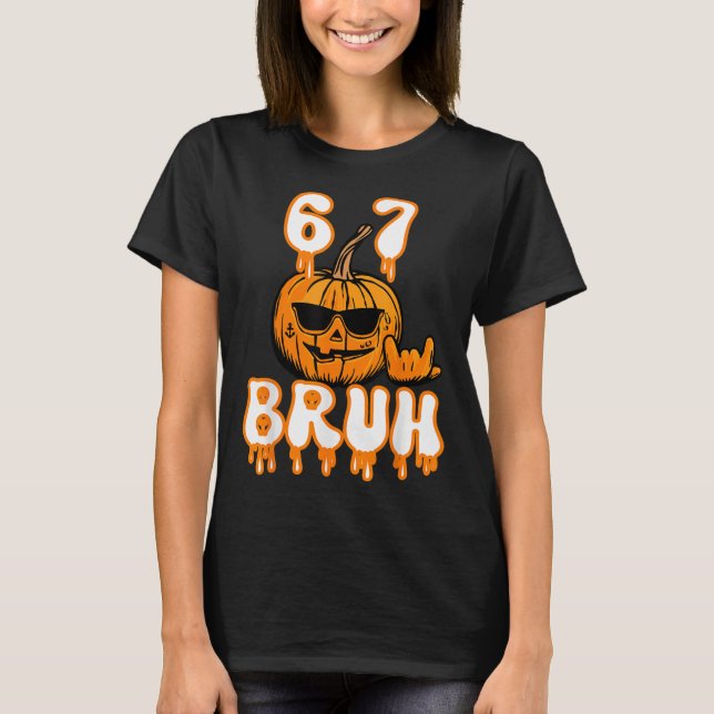Camiseta 67 Fantasia de Brainrot de Meme de Halloween para  (Frente)