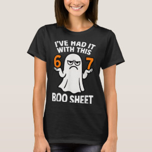 Camiseta 67 Fantasia de Halloween Meme 6 7 Folha de Boo Eng