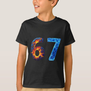 Camiseta 67 Fogo Gelo Número Engraçado Seis Sete Meme 6 7