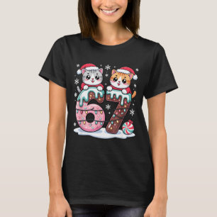 Camiseta 67 Gatos Kawaii de Natal Sorvete Drip Meme Engraça