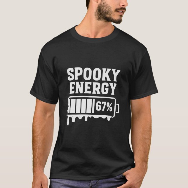 Camiseta 67 Halloween Assustadora Energia Brainrot Meme Sei (Frente)