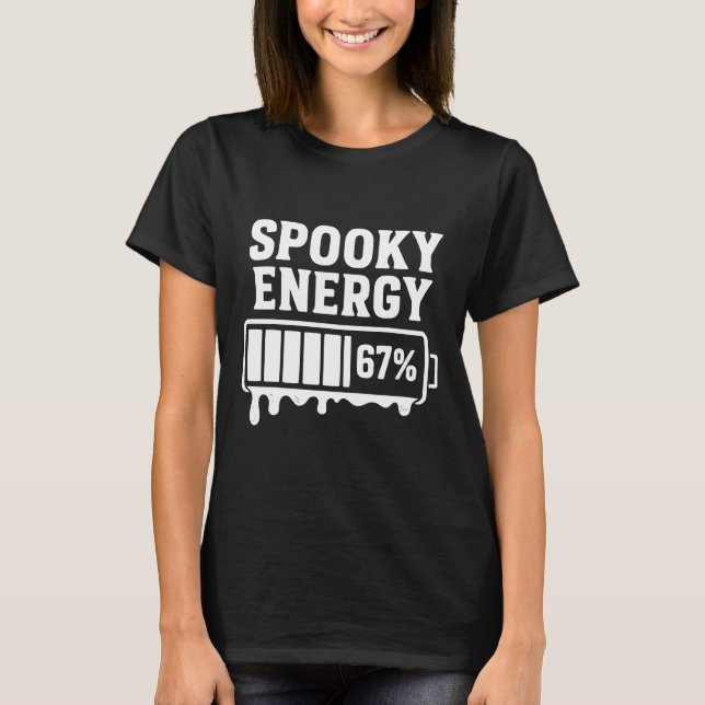 Camiseta 67 Halloween Assustadora Energia Brainrot Meme Sei (Frente)