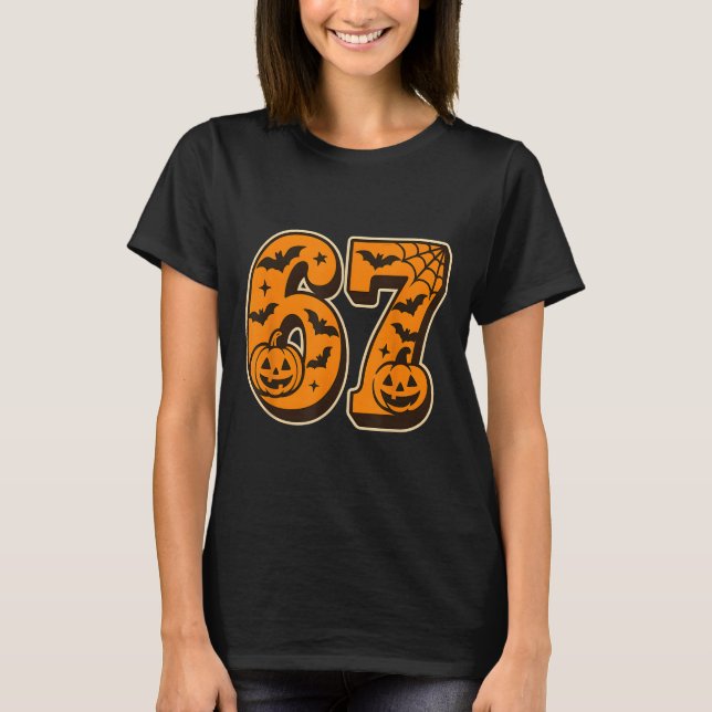 Camiseta 67 Halloween Six Seven Brainrot Meme Boys Kids Fun (Frente)