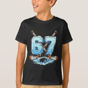 Camiseta 67 Hockey Gotejamento Número Estilo de Meme Engraç