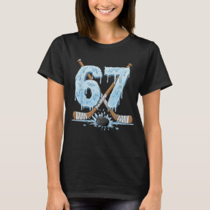 Camiseta 67 Hockey Gotejamento Número Estilo Meme Engraçado