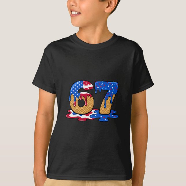 Camiseta 67 Ice Cream Drip Meme Funny Six Seven Gen Alpha S (Frente)