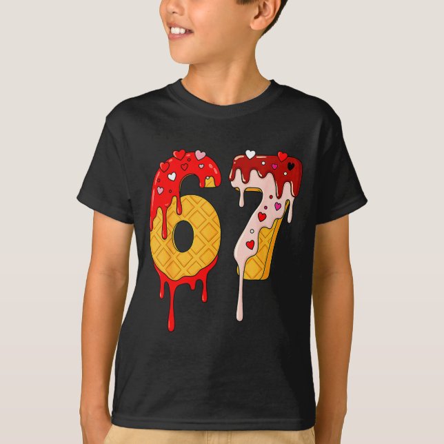 Camiseta 67 Ice Cream Drip Meme Funny Six Seven Valentine D (Frente)