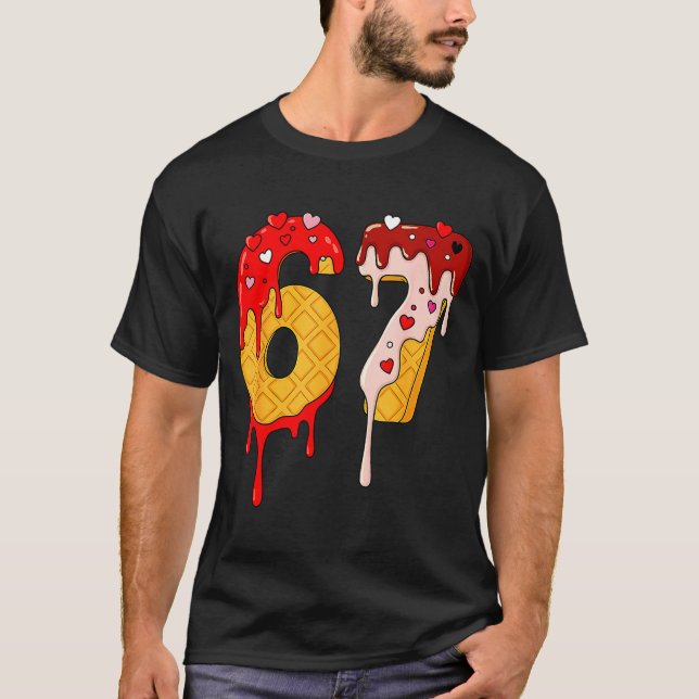 Camiseta 67 Ice Cream Drip Meme Funny Six Seven Valentine D (Frente)