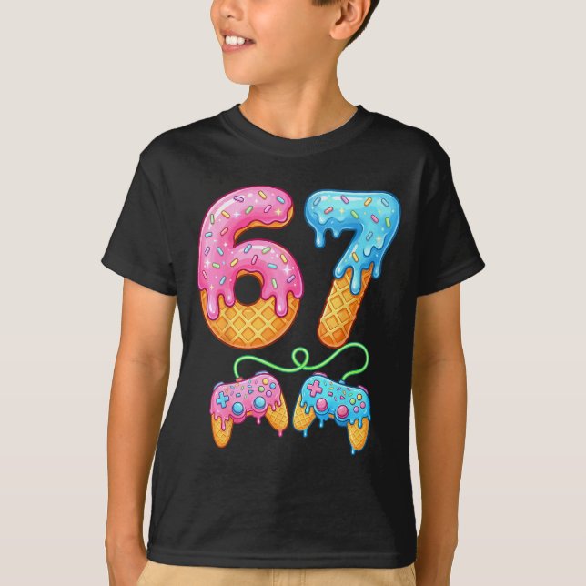 Camiseta 67 Ice Cream Drip Meme Gamer Six Seven Gen Alpha S (Frente)