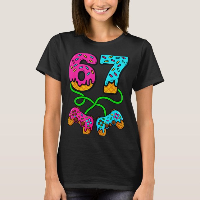 Camiseta 67 Ice Cream Drip Meme Gamer Six Seven Gen Alpha S (Frente)