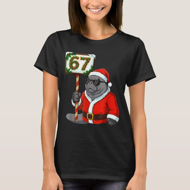 Camiseta 67 Manatee Christmas Six Seven Meme Brainrot Manat (Frente)