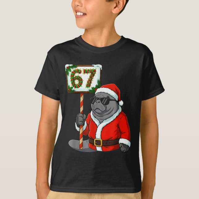Camiseta 67 Manatee Christmas Six Seven Meme Brainrot Manat (Frente)