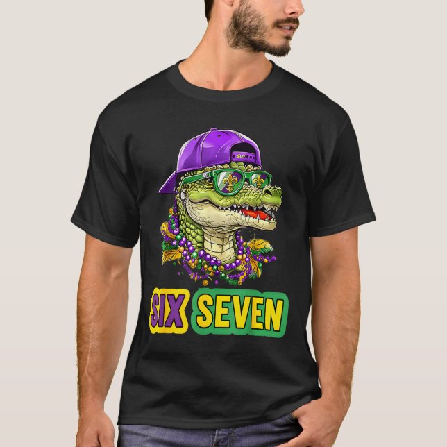 Camiseta 67 Mardigator Alligator Mardi Gras Six Seven Funny (Frente)