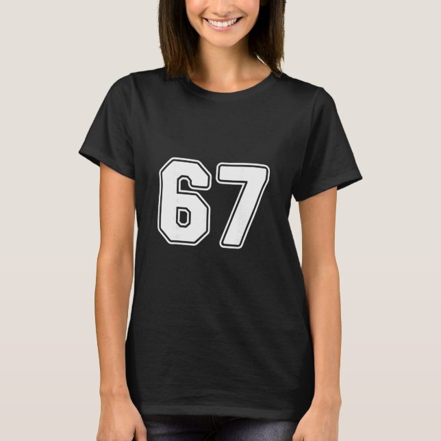 Camiseta 67 Meme 6 7 Números Seis Sete Meninos Crianças Eng (Frente)