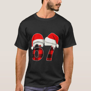 Camiseta 67 Meme Brainrot Roupas de Natal Xmas Plaid Divert