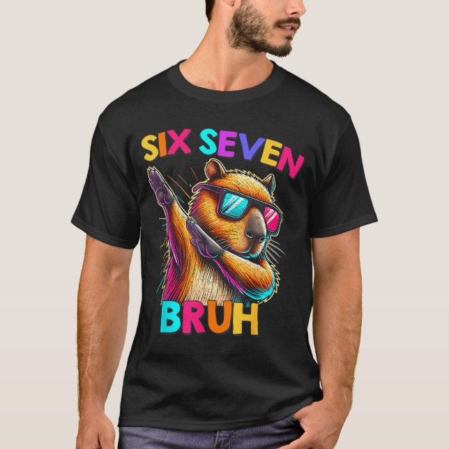 Camiseta 67 Meme Capivara Seis Sete Bruh Capivara Crianças  (Frente)