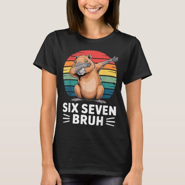 Camiseta 67 Meme Capybara Funny Six Seven Bruh Humor For Ki (Frente)