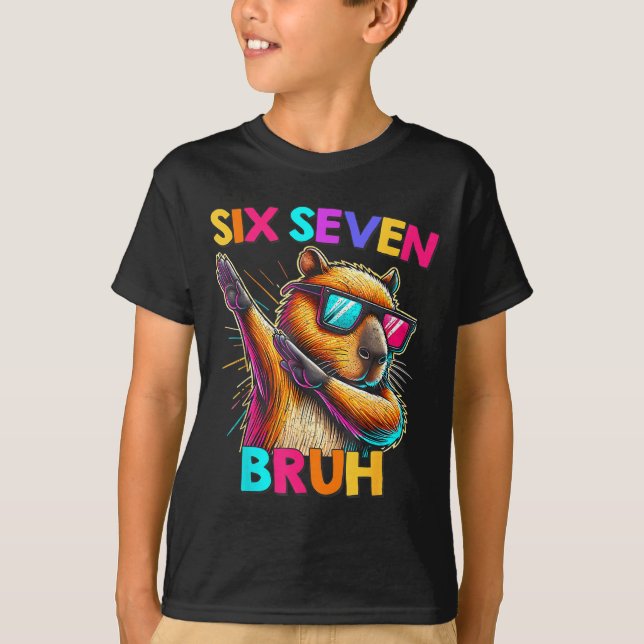 Camiseta 67 Meme Capybara Six Seven Bruh Capybara Kids Boys (Frente)