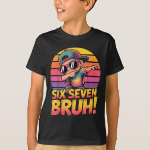 Camiseta 67 Meme Dabbing Seis Sete 6 7 Bruh Número Engraçad
