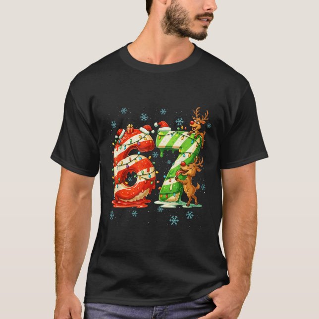 Camiseta 67 Meme de Natal 6 7 Números Seis Sete Geração Z A (Frente)
