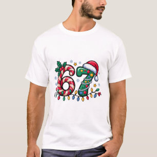Camiseta 67 Meme de Natal Six Seven Xmas Engraçado Meninos 
