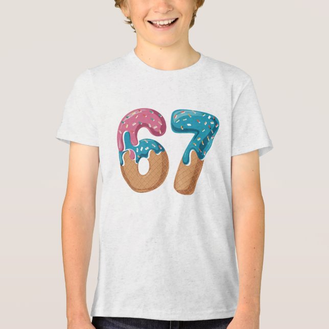 Camiseta 67 Meme de Sorvete Drip Engraçado Six Seven Geraçã (Frente)