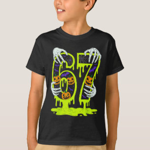 Camiseta 67 Meme Esqueleto Tendência Halloween Engraçado Se
