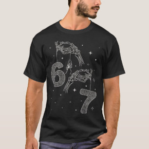 Camiseta 67 Meme Mão de Esqueleto Divertido Halloween Six S