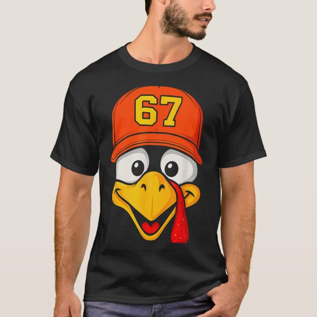 Camiseta 67 Meme Rosto de Peru Seis Sete Dia de Ação de Gra (Frente)