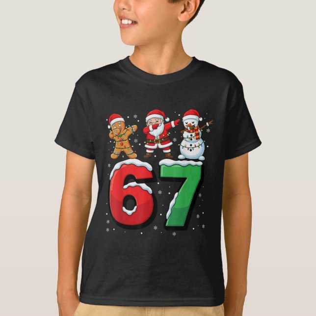 Camiseta 67 Meme Seis Sete Santa Dabbing 6 7 Natal Divertid (Frente)