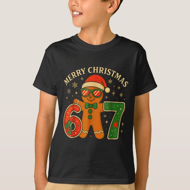 Camiseta 67 Meme Six Seven 6 7 Meme Funny Christmas Gingerb (Frente)